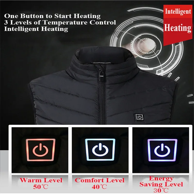 Imagem -06 - Colete Aquecido Elétrico Usb para Homens e Mulheres Colete Térmico Tático 13 a 11 Áreas Aquecidas Jaqueta de Inverno Body Warmer 6xl