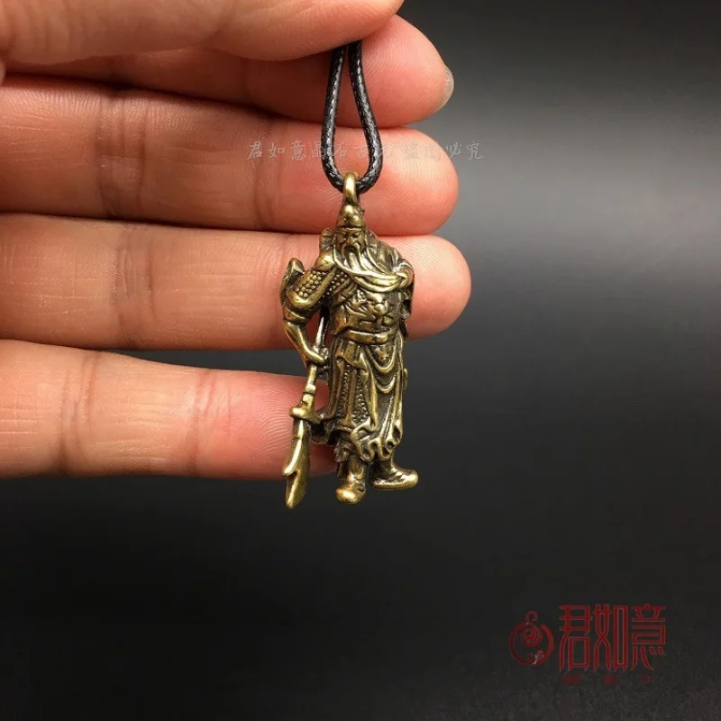 

Bronze Guan Gong Statue Guanyu Guan Er Ye Pendant Guan Yee Hanging Pendant Wu Wealth God Solid Brass Ornament