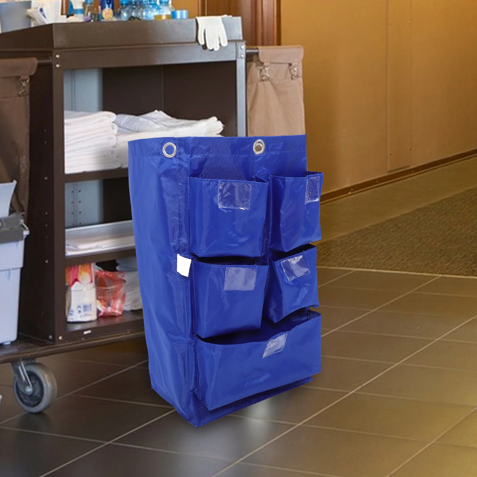

Cleaning Cart Bags Heavy Duty Oxford Spacious Janitorial Trolley Bag For Trash Collection Storage Replacement Housekeeping