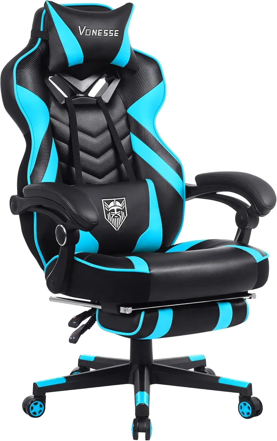 Gaming Chair for Adults,Computer Chair with High Back,Big and Tall Gaming Chairs ,Reclining Gamer Chair(Cyan/Black)