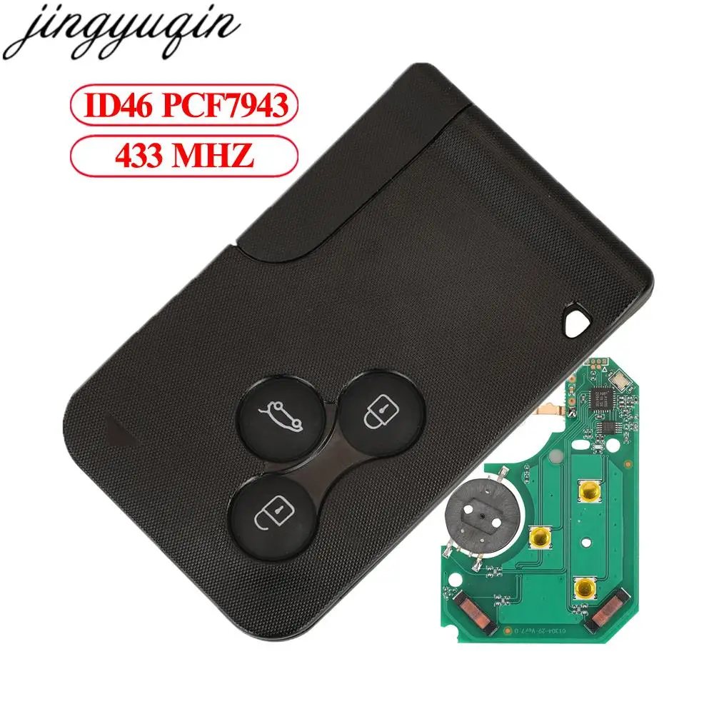 Jingyuqin 3B Zestaw głośnomówiący Alarm kluczyka samochodowego ID46 PCF7943/7948 433MHZ Dla Renault Megane Scenic Clio II 2 Smart Card Fob BCM