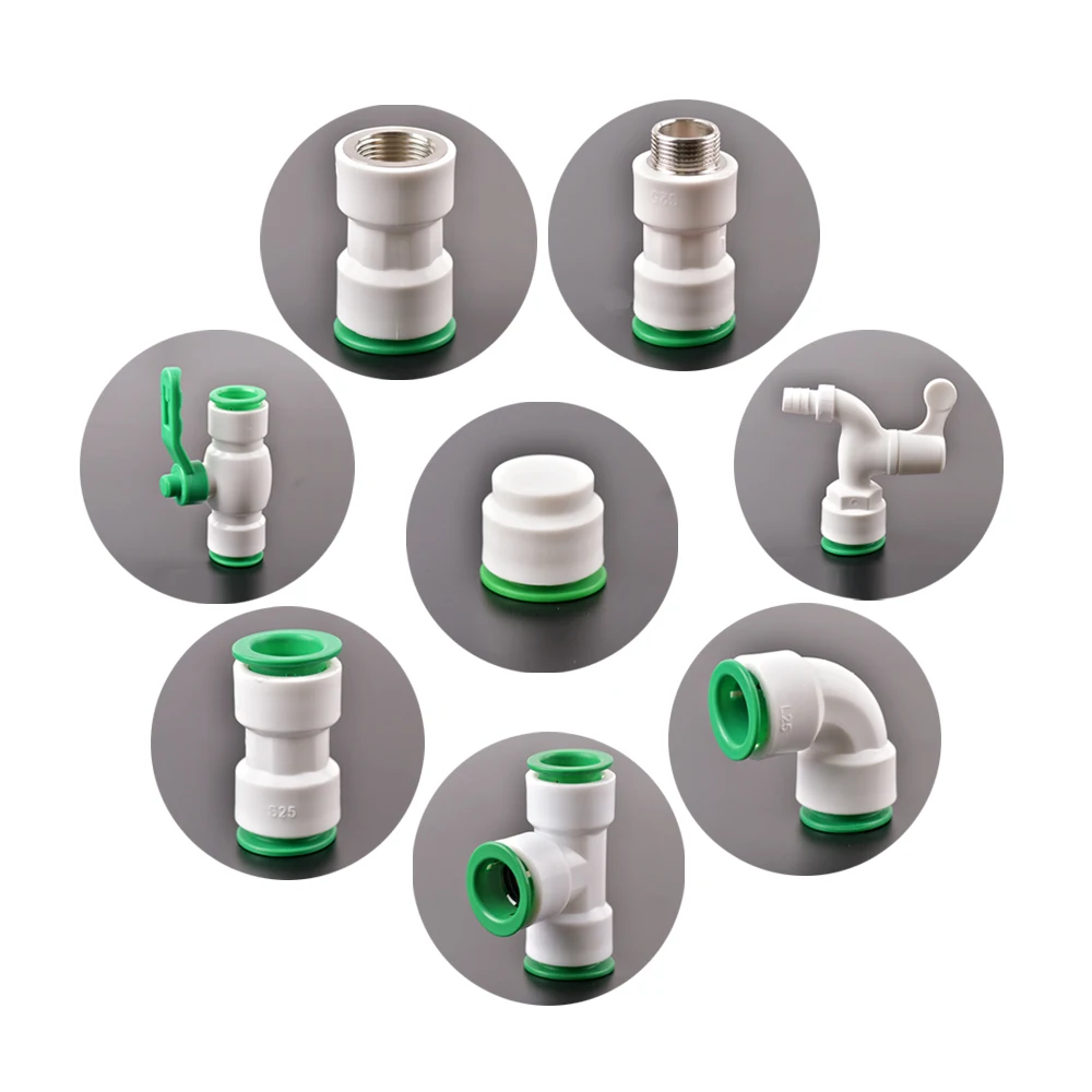 PPR Fittings Pipe Fittings Joint 20mm 25mm Direct Elbow Three-way Flexible Joint No Heating Quick Connector