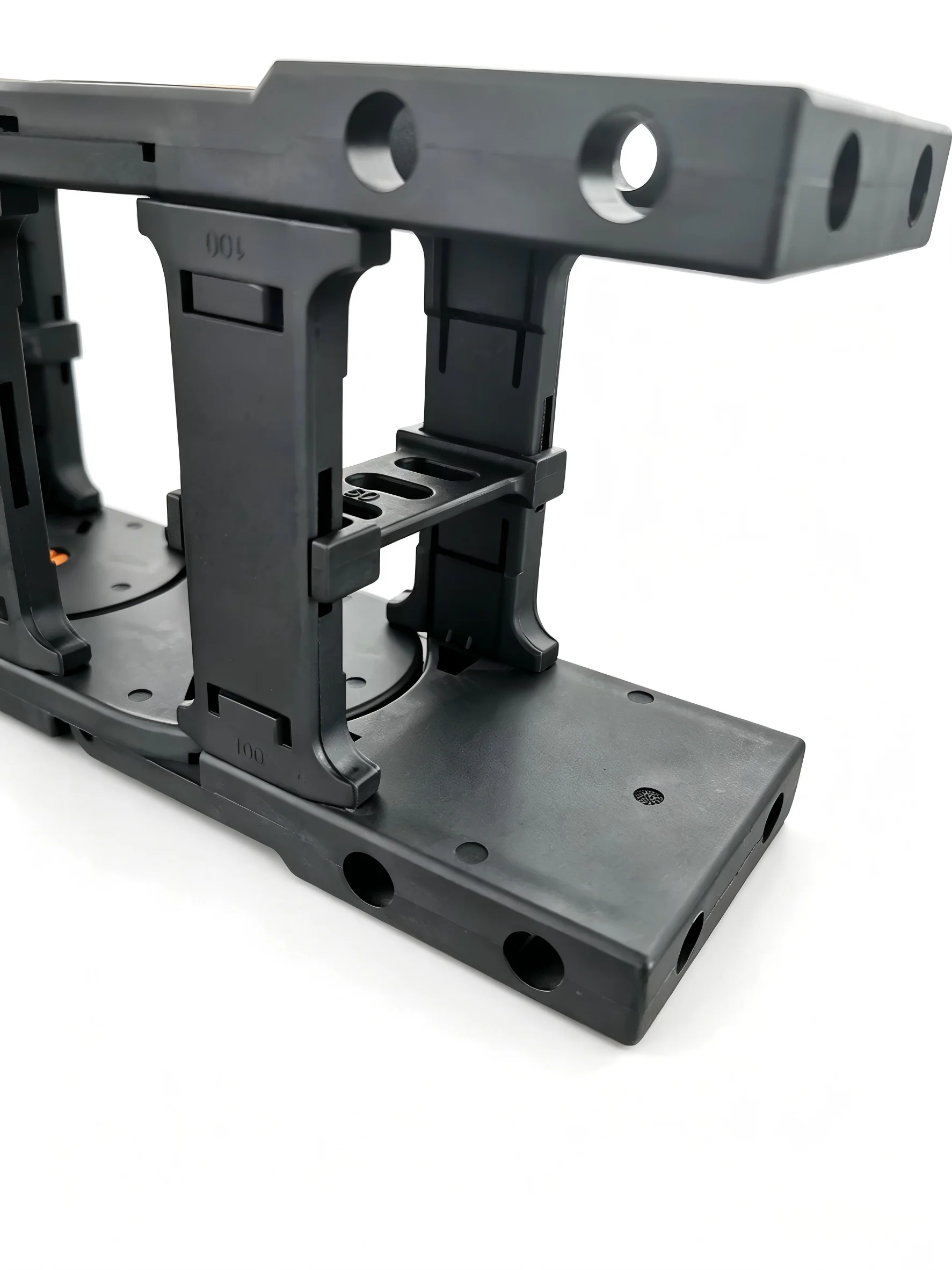 PA66 Nylon Bridge Type Cable Carrier with Snap-Open Yellow Clip & Separator Plates, CNC Energy Chain Manufacturer Direct