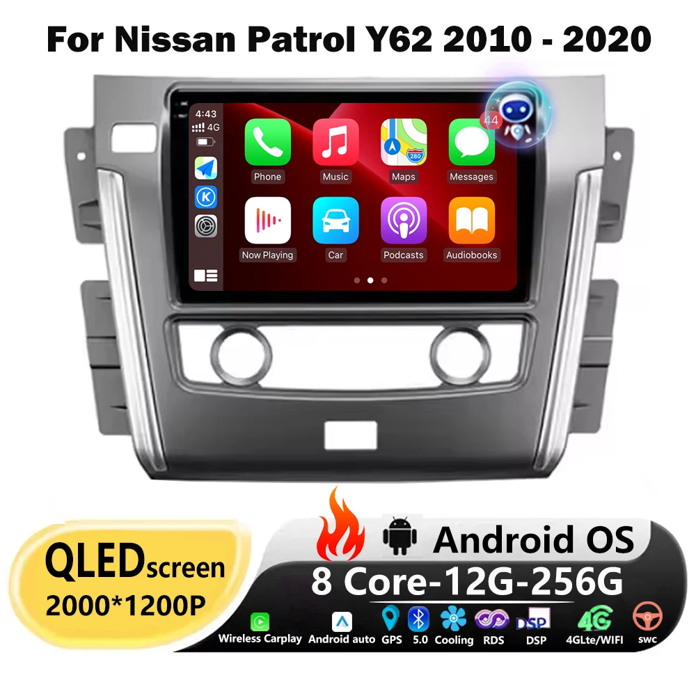 

Android 16 Auto для Nissan Patrol Y62 2010-2020 Автомобильный радиоприемник Мультимедийный плеер Навигация GPS Беспроводной Carplay Bluetooth DSP WIFI