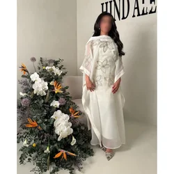 Customized Elegant Long Sleeves Prom Dresses Luxury Beadings Flowers Party Dresses Ankle Length Evening Dresses for Special Ocn