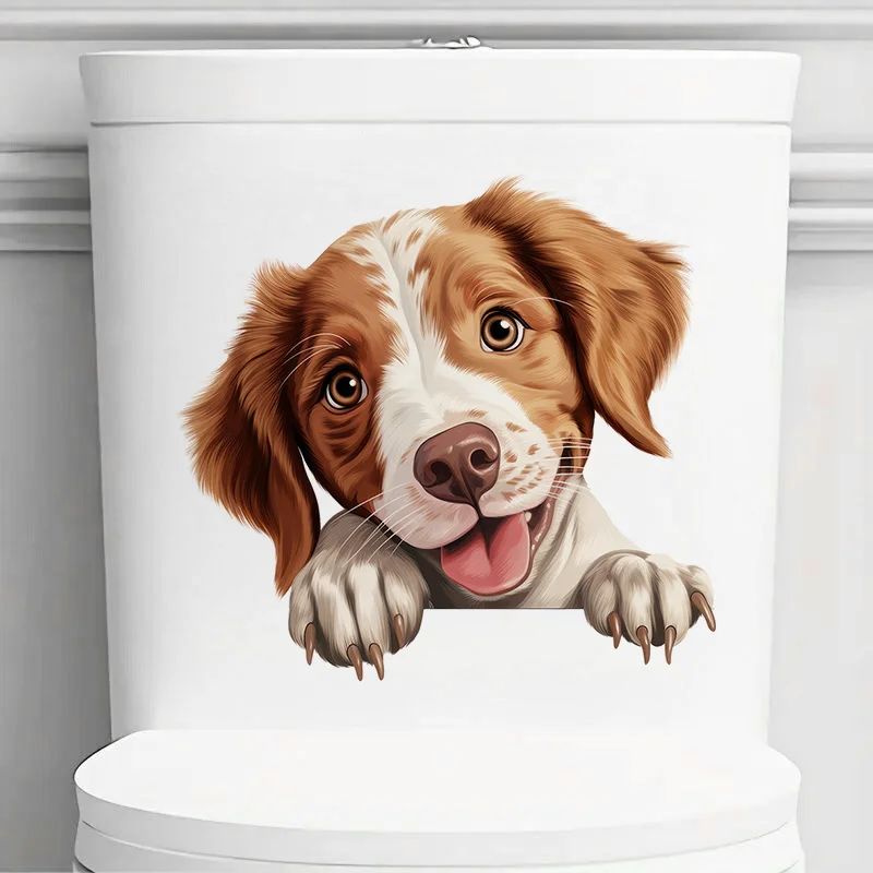

DK107# Brittany Looking at You Toilet Stickers, Bright Bathroom for Home Decoration, Vinyl Decals, Art Wall Paper
