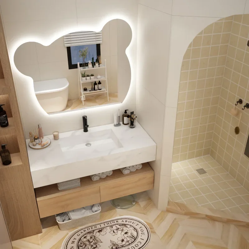 Factory Direct Compatible with Bear Mirror Wash Basin Wash Table Wash Basin Integrated Basin Bathroom Cabinet Combination
