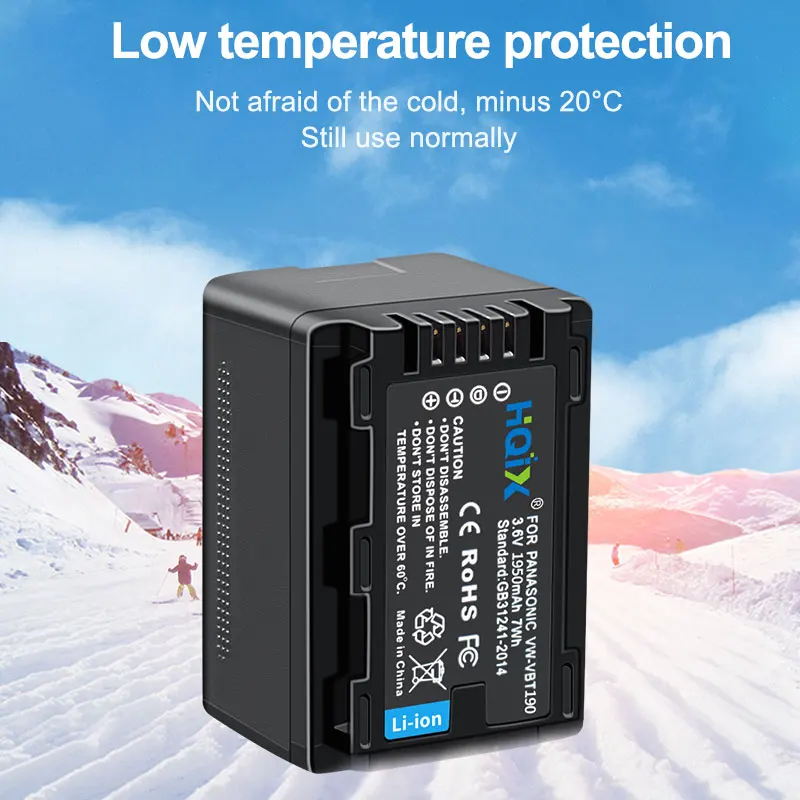 HQIX for Panasoinc HC-V250 V270 V360 V380 V480 V520 V550 V720 V770 V785 VX1 VX870 VX980 Camera VW-VBT190 Dual Charger Battery