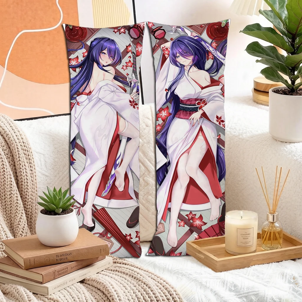 Anime Purple Violet Eyes Black Purple Coat Lady Dakimakura Pillowcase Double Sided Long Body Pillow Cover For Otaku Decor