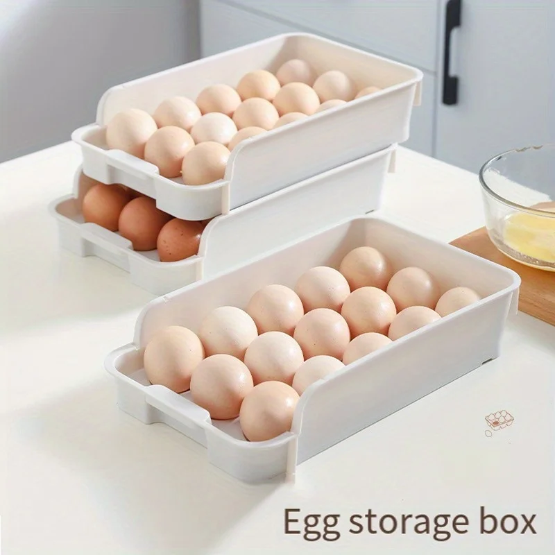 Can be stacked 15 egg box refrigerator kitchen crisper large capacity egg tray egg storage box drawer type