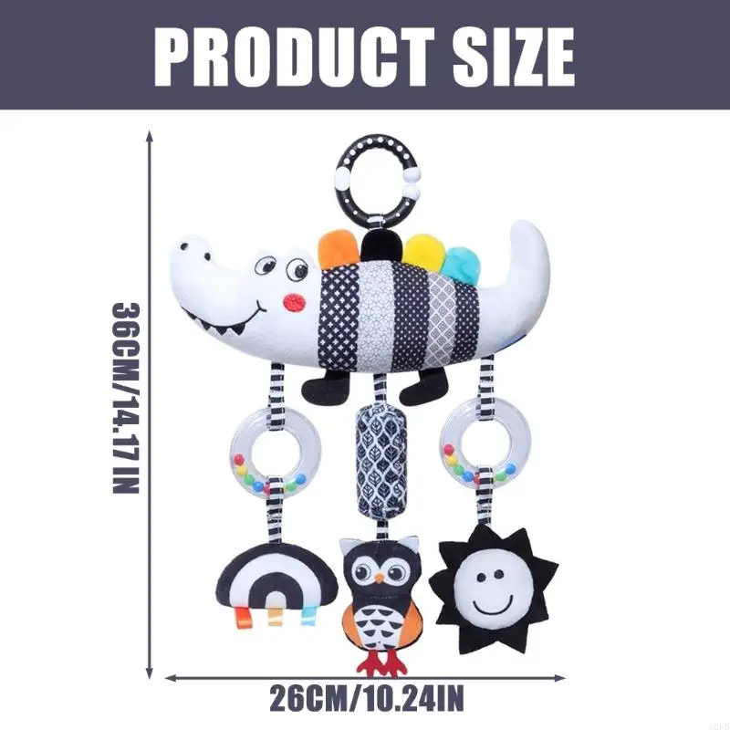 Poussette lavable en Machine pour bébé, jouet Mobile Animal blanc pour le développement visuel, Texture en peluche douce