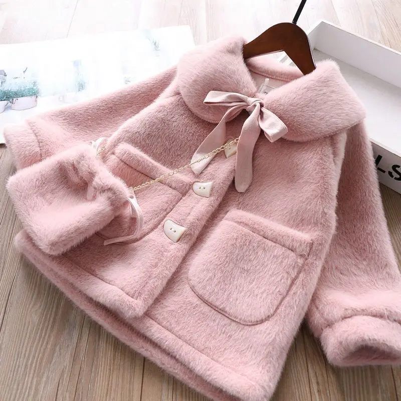 2025 Pink Warm Plus Thicken Winter Christmas Coat Girls Kids Coat Jacket Overcoat Cotton  Children's Clothing