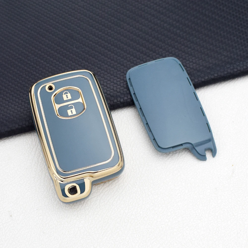 Soft TPU 2-Button Car Key Case for Toyota RAV4 Camry Prius Aqua Land Cruiser Prado Keyless Remote Fob Cover with Key Chain