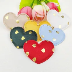 60Pcs Gold Polka Dot Heart Padded Applique For Children's Headband Hair Clip Accessories, Shoes, Hats Decoration Patches