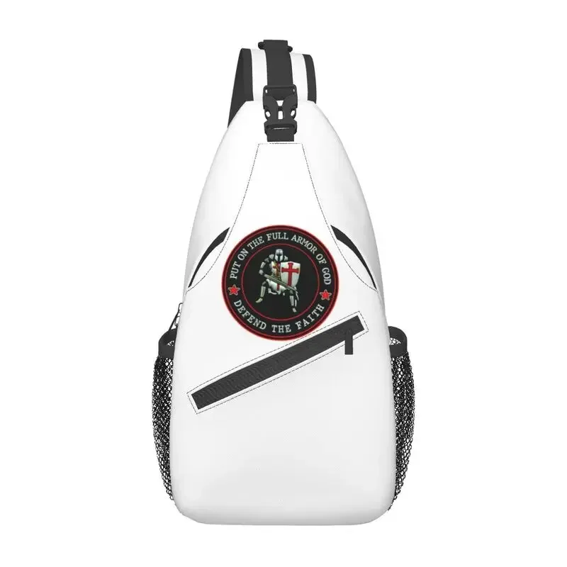 

Christian Knight Defend The Faith Sling Chest Bag Knights Templar Crusader Crossbody Shoulder Backpack for Men Traveling Daypack