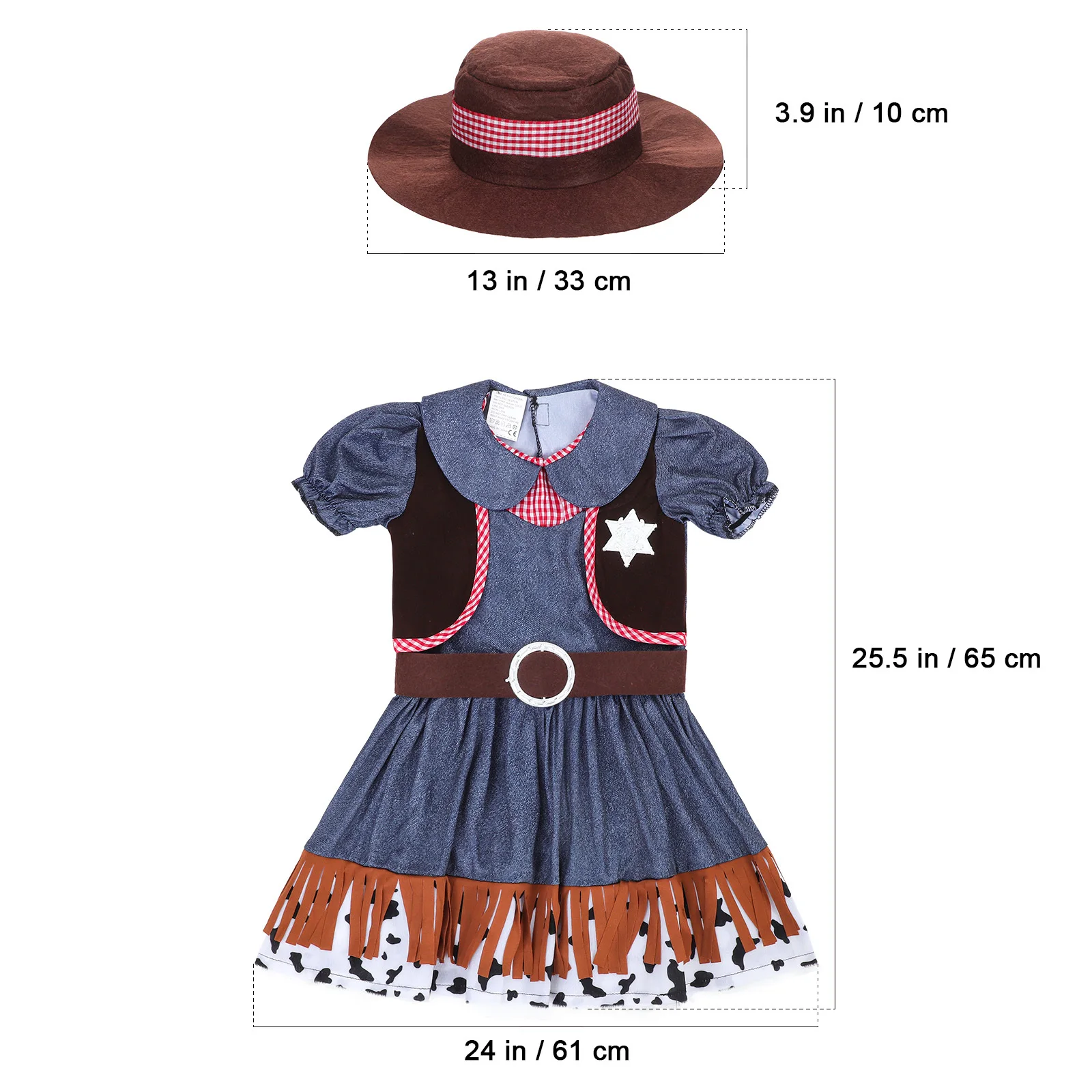 

1Set Girls Cowgirl Costume Western Dress Kids Outfit for Halloween Birthday Party Themed Events Stylish Comfortable Wear