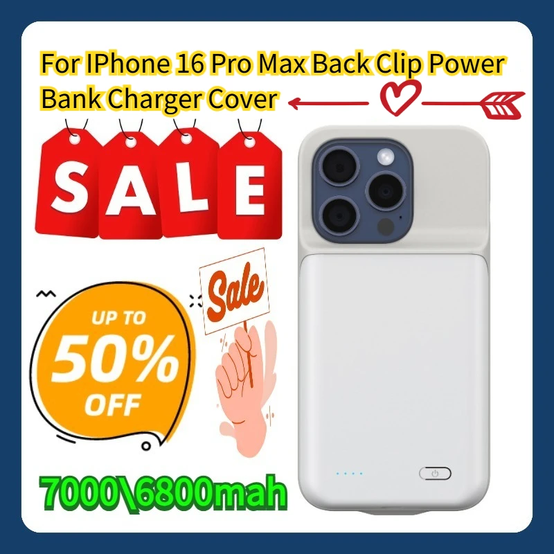 

For IPhone 16 Pro Max Back Clip Power Bank Charger Cover