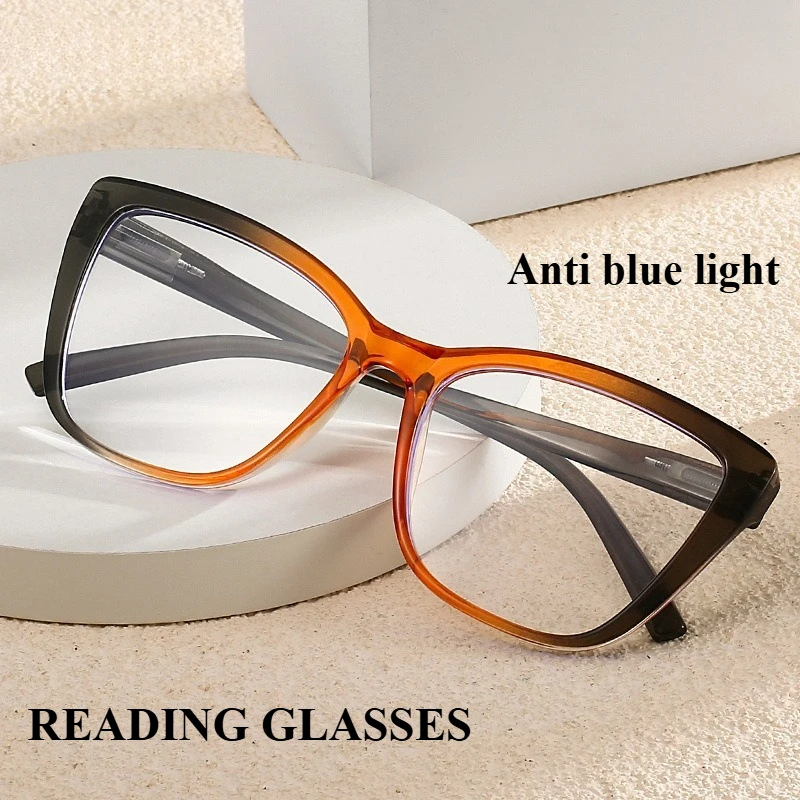Lesebrille mit großem Rahmen, Anti-Blaulicht-Brille, trendige Lesebrille mit Federbein für ältere Menschen, Anti-Strahlungs-Brille