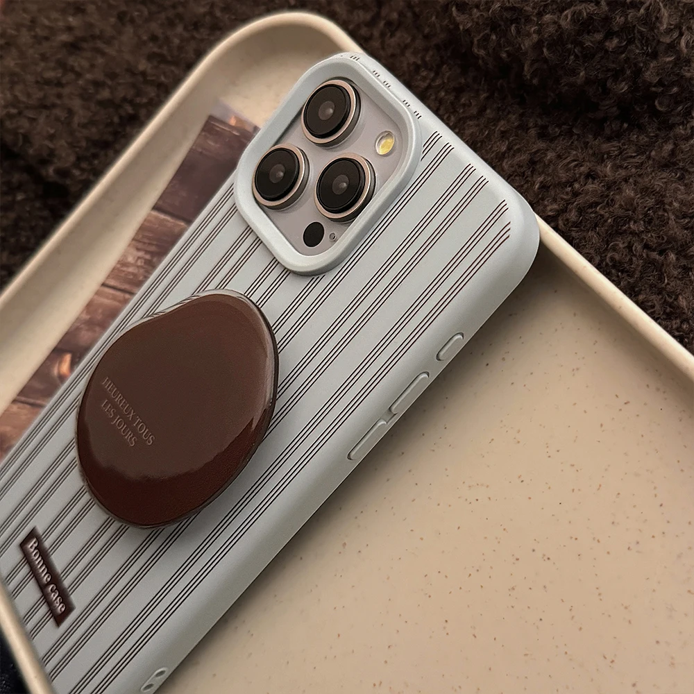 Simple Stripes Soft Phone Case For Apple iPhone 16 Pro 14 12 13 15 Pro Max Cover with Stand Holder Silicone Cute Cases For 15Pro