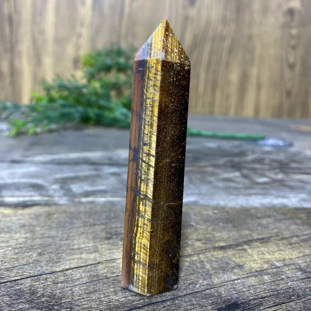 Natural Quartz Crystal Yellow Tiger Eye Tower Wand Stone And Minerals Healing Living Room Decoration