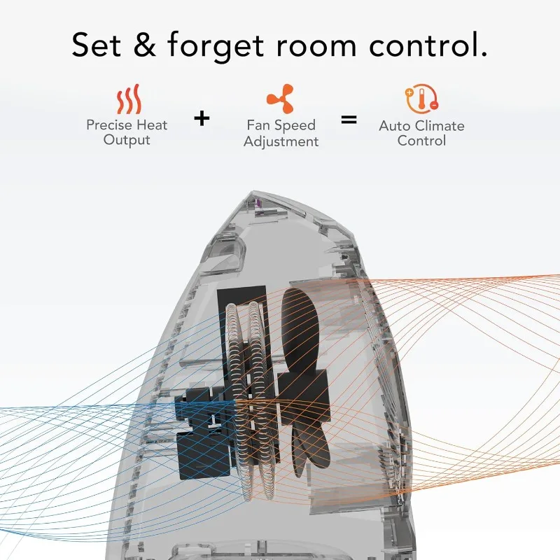 Riscaldatore per ambienti domestico, display digitale con termostato regolabile, funzionalità di sicurezza avanzate, controllo automatico del clima