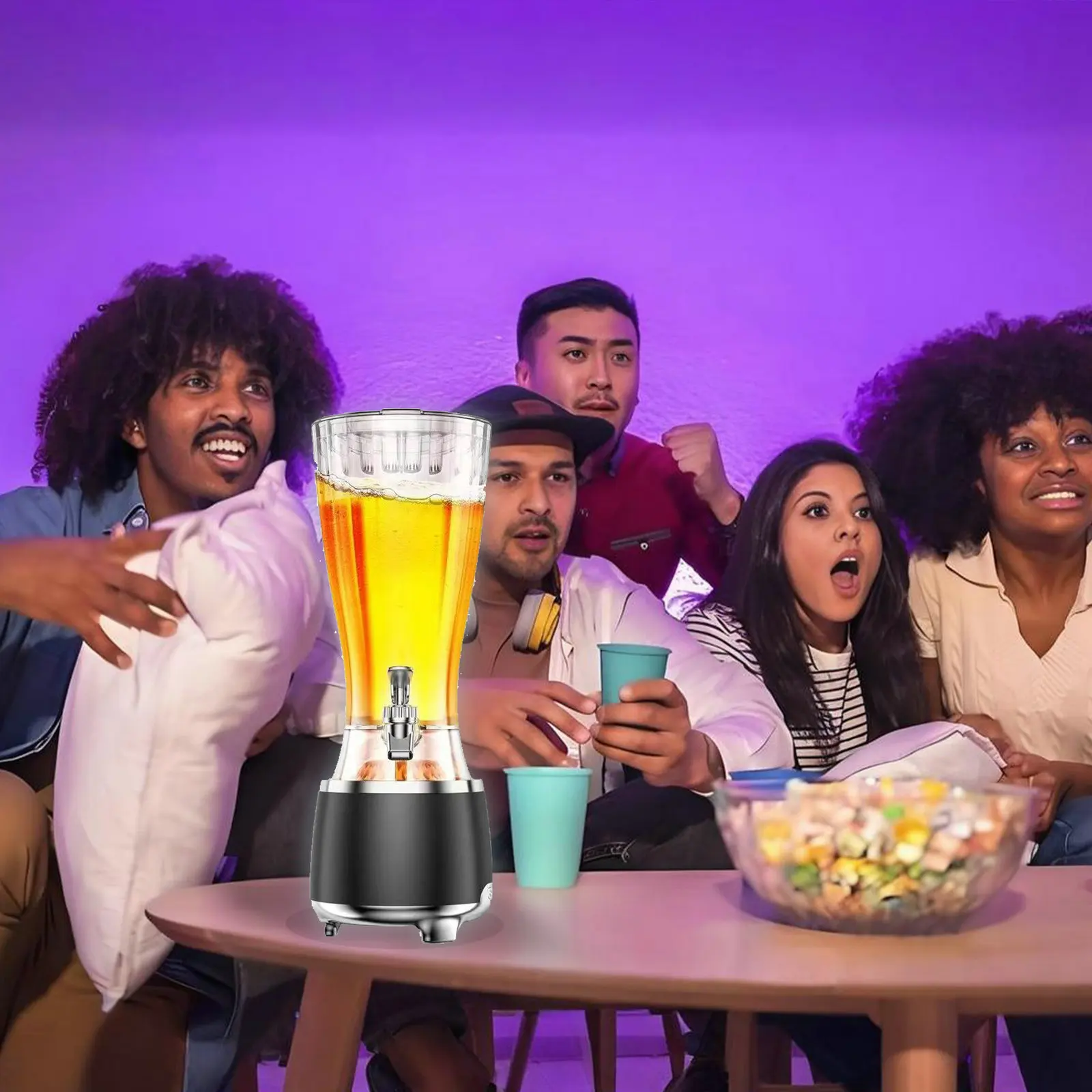 Пивная башня 3 в 1, динамик Bluetooth и основание с подсветкой, портативный диспенсер для напитков для вечеринок, пивных коктейлей и лимонадов