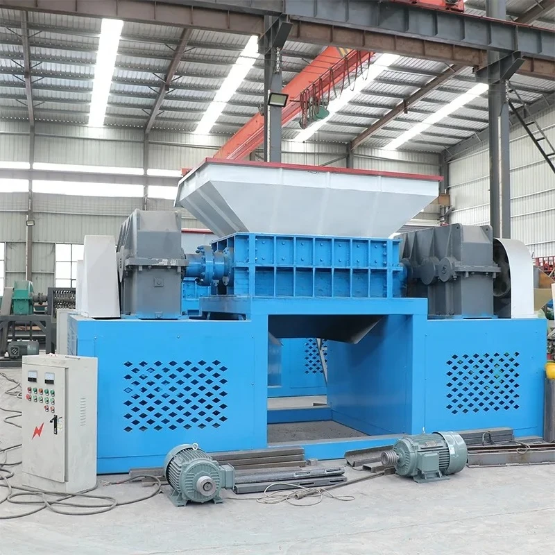 Double shaft blue drum scrap large plastic shredder machine solid organic waste shredder crusher machine