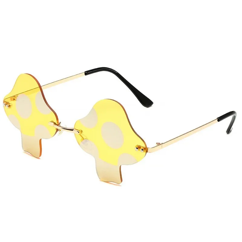 Mushroom Coating Sunglasses for Women Men Irregular Rimless Eyewear Retro rave Party halloween Sun Glasses Shades UV400 SG140