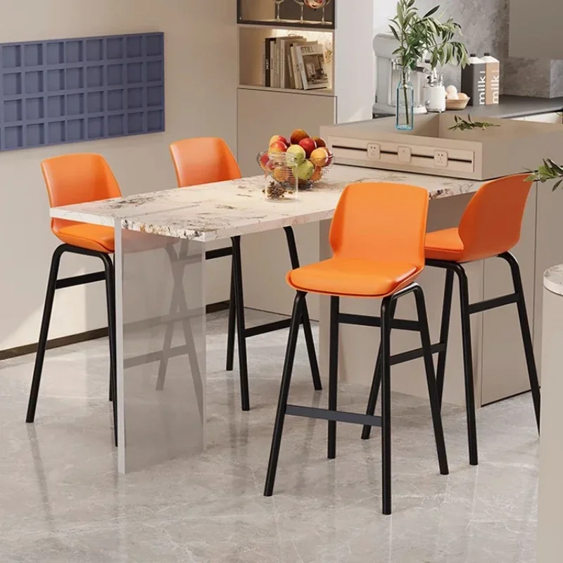 

American high-footed kitchen stool rotating chair pink armchair 4-piece luxury dining room white rattan stool