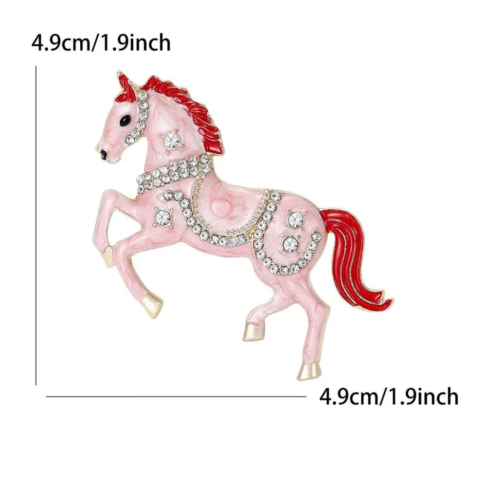 Horse Design Brooch Galloping Horse Brooch Pin Enamel Rhinestone Studded Jewelry Chinese Zodiac Year of Horse Clothing