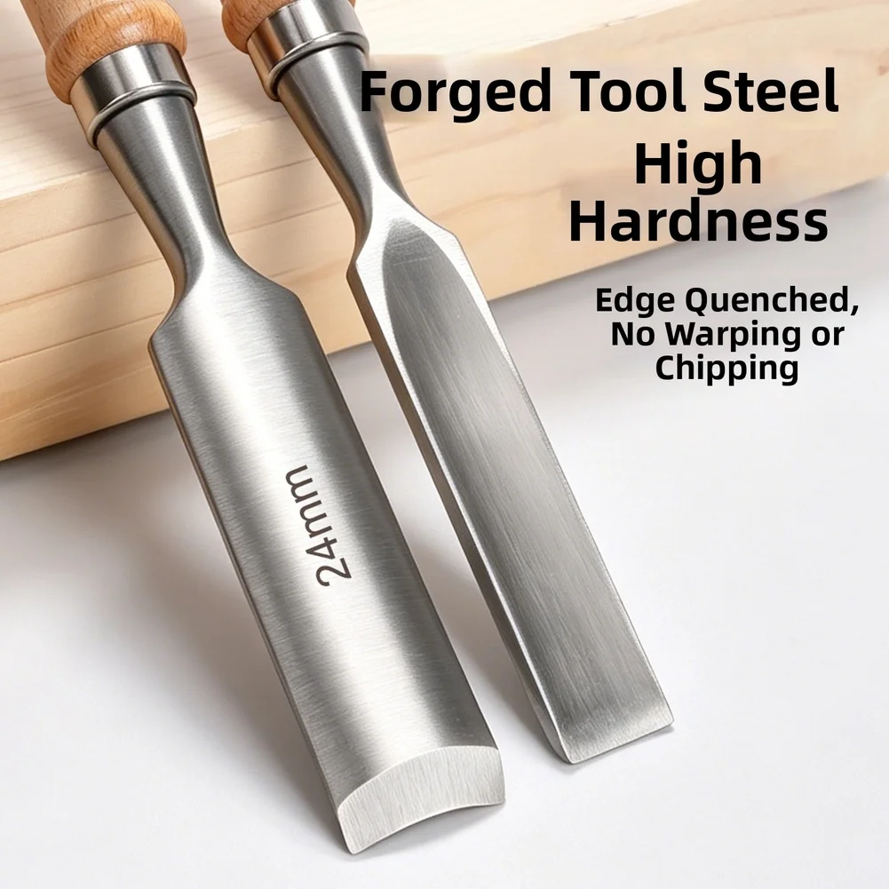 1pc Wood Carving Chisels 6/12/18/24mm Woodworking Carving Tool Wood Handle For Carpenter Wood Carving Tools DIY Auxiliary Tools
