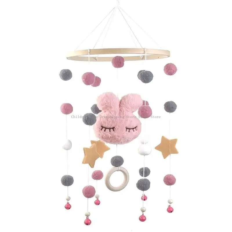 Bed Ornament Toy Wooden Hanging Rattle Crib Mobile Toy Baby Stroller Decoration