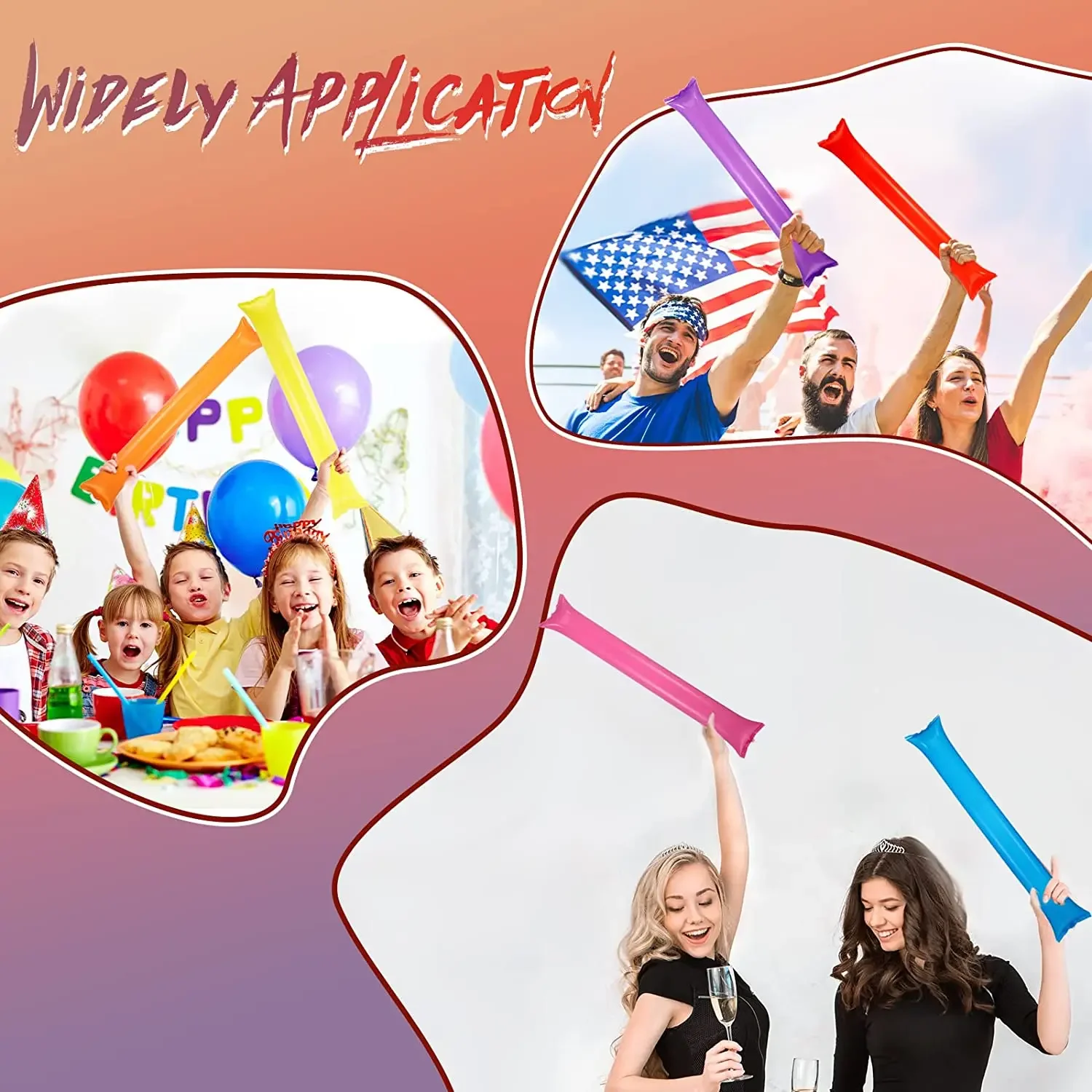 24/48 قطعة قضيب قابل للنفخ ملون فريق الروح التشجيع ملعب الضوضاء تصنيع القطب الغاز نفخ حفلة رياضية يهتف #3