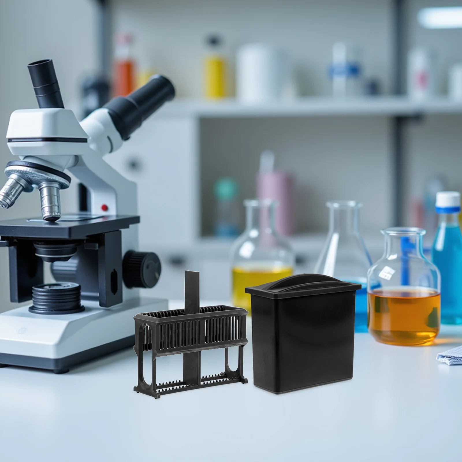 

Plastic Slide Staining Jar 24 Slots Lab Slide Rack Chemical Resistant Microscope Slides Storage Organizer Slides Rack