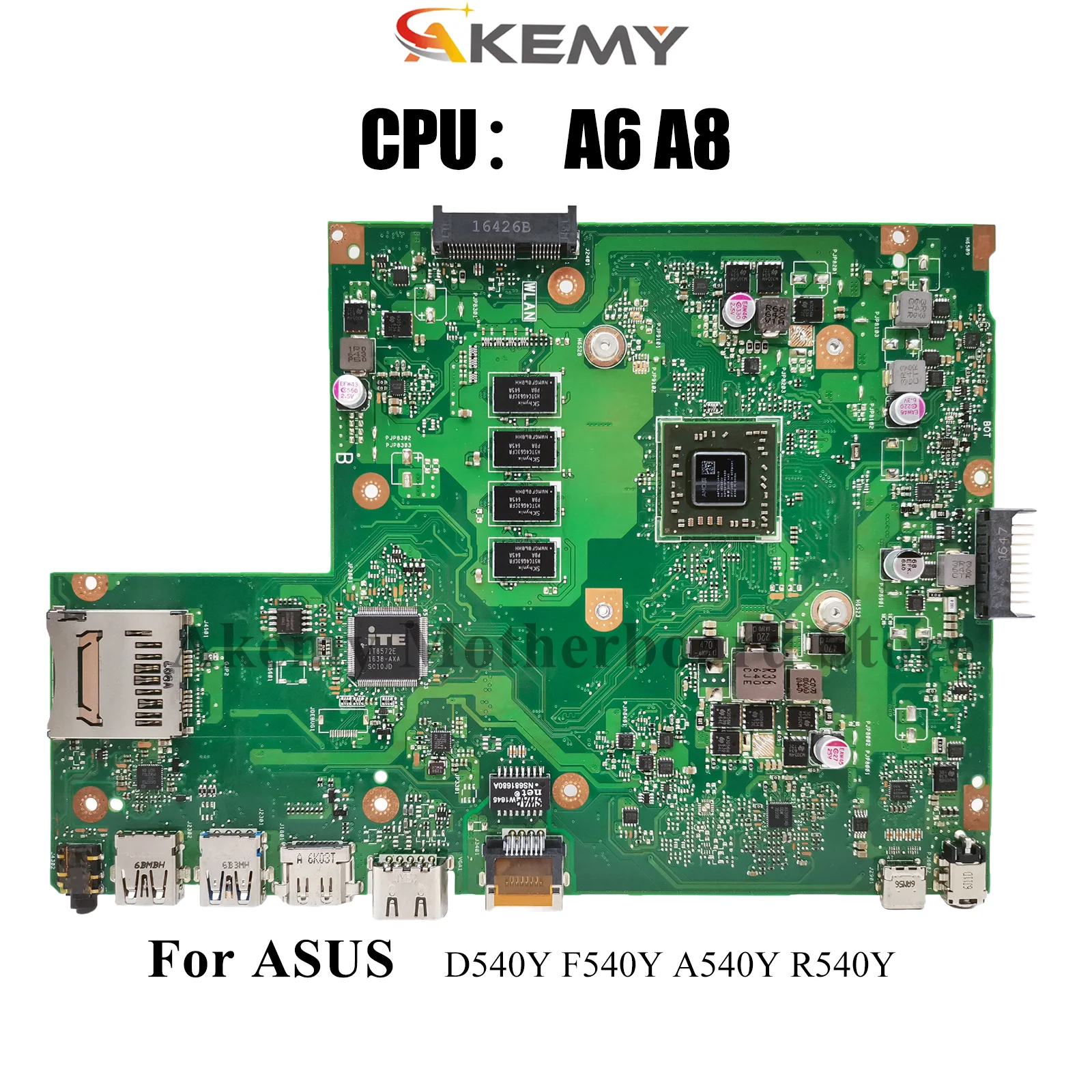 

X540YA Laptop Motherboard For ASUS VivoBook A540Y X540YA D540Y X540Y R540Y F540Y Notebook Mainboard With A6 A8 CPU 100% tests OK