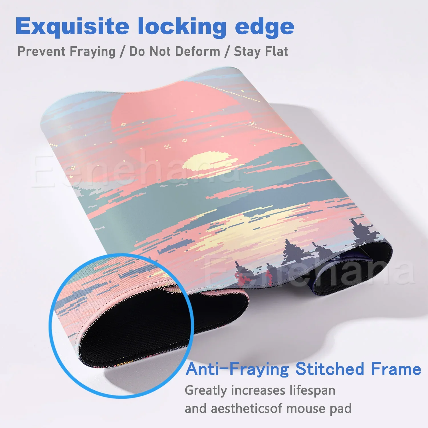 Pixel Rosa Wolken Mauspad Himmel Großes Mousepad PC Gaming Zubehör Pad Niedliche Landschaft Gummi Computer Schreibtischmatte Xxl Erweitertes Pad