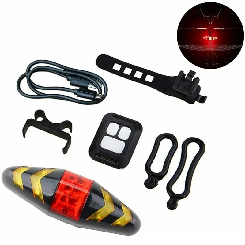 Wireless LED Bicycle Bike Rear Tail Light USB Rechargeable Warning Turn Signal