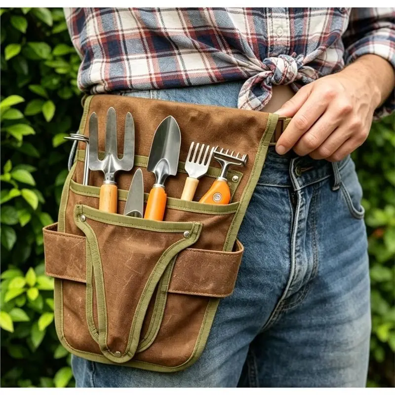 ¡nuevo-a93g】-bolsa-para-herramientas-de-jardineria-para-paleta-y-tijeras-de-podar-para-la-cintura-cinturon-de-lona-manos-libres-con-6-bolsillos-ajustable-para-delantal-de-cintura