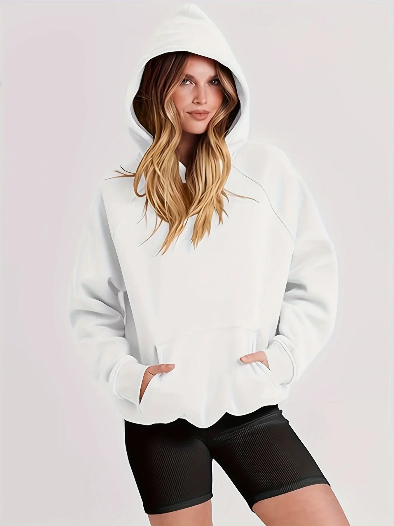 American retro women's clothing solid color hoodie top autumn and winter new men's and women's coats street wear