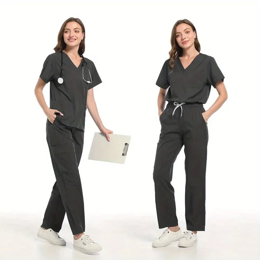 

Woman Man Scrub Trousers Vet Hospital Pet Uniform Scrub Sets New Nurse Uniforms Elatic Solid Tops Pants