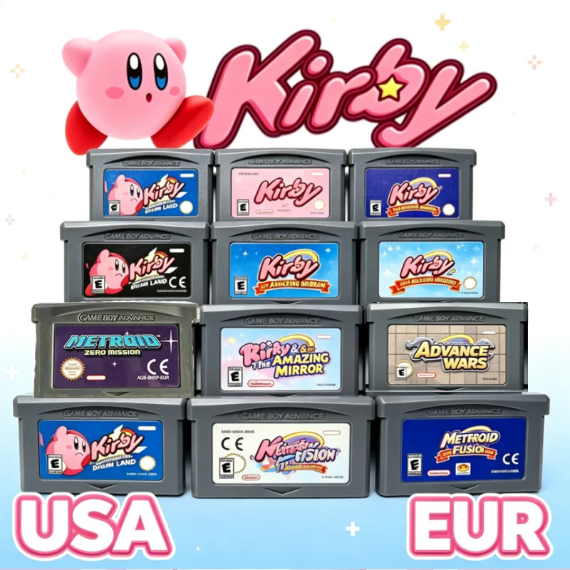 Many Styles English AGB Game Cartridge Kirby Link To The Past Awakening DX Minish Cap Island 3 Bros for GBA Classic Game