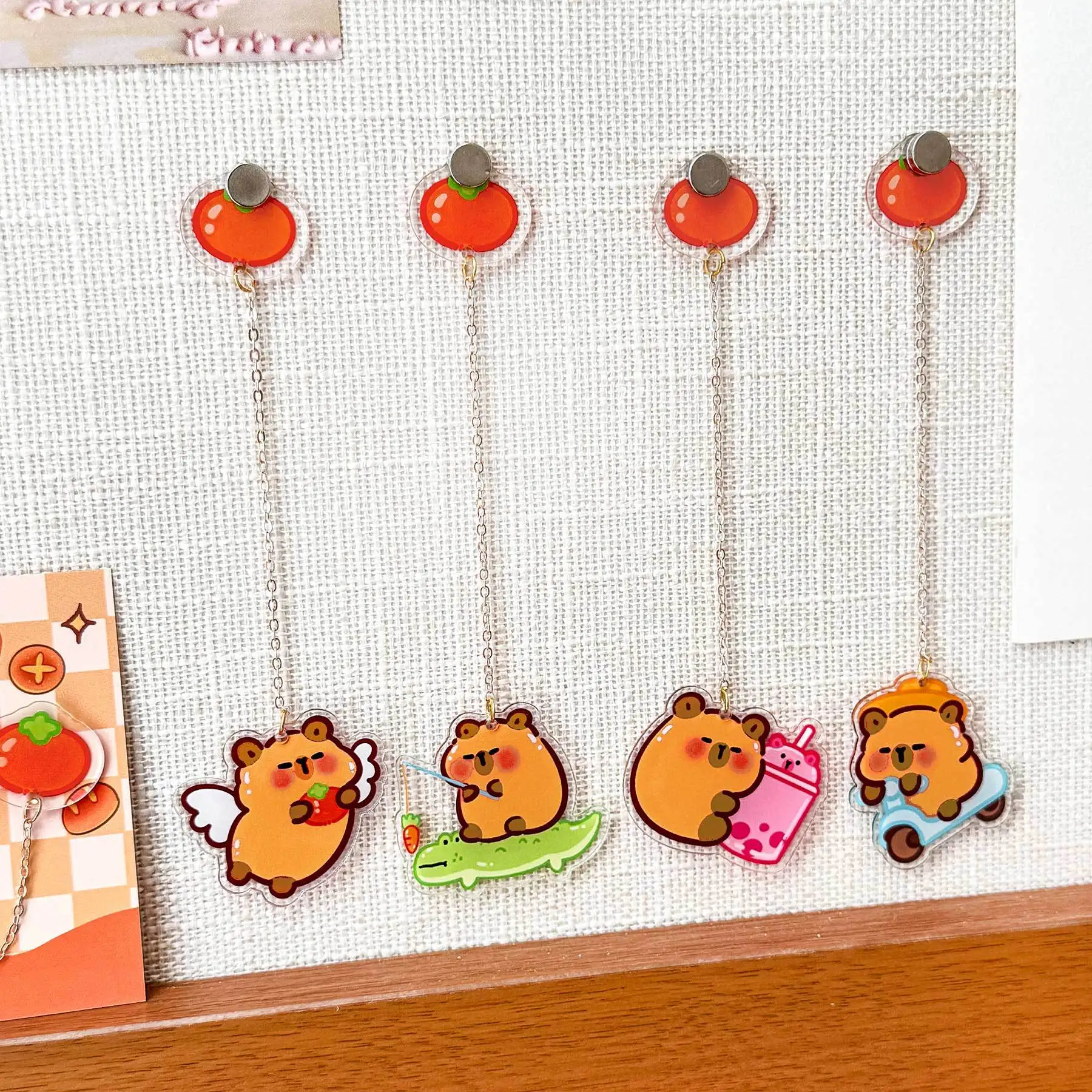 Cartoon Acrylic Panda Bookmark Student Cute Book Clip Hanging Accessory Creative Metal Pendant Chain Bookmark School Stationery
