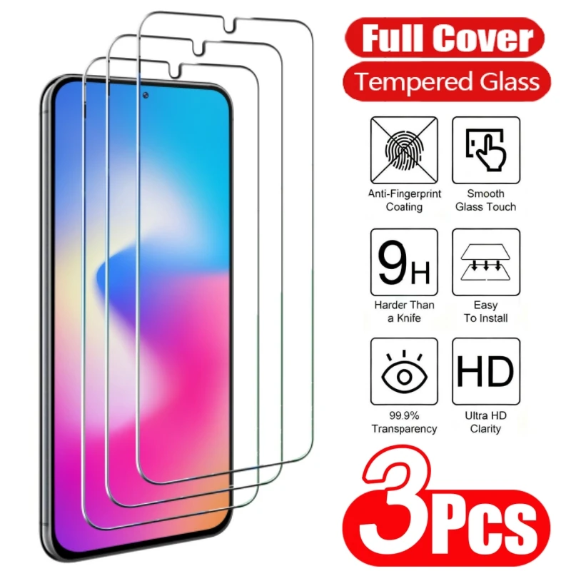 3 Stück HD-Displayschutzfolie aus gehärtetem Glas für Samsung Galaxy A14 A15 A16 A17 A24 A25 A26 A33 A34 A35 A36 A37 Glasschutzfolie