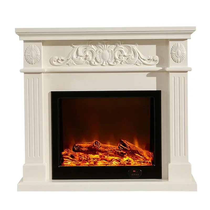 

Fireplace Curio Cabinet Living Room Ivory White Simple TV Cabinet American Solid Wood Fireplace Mantel