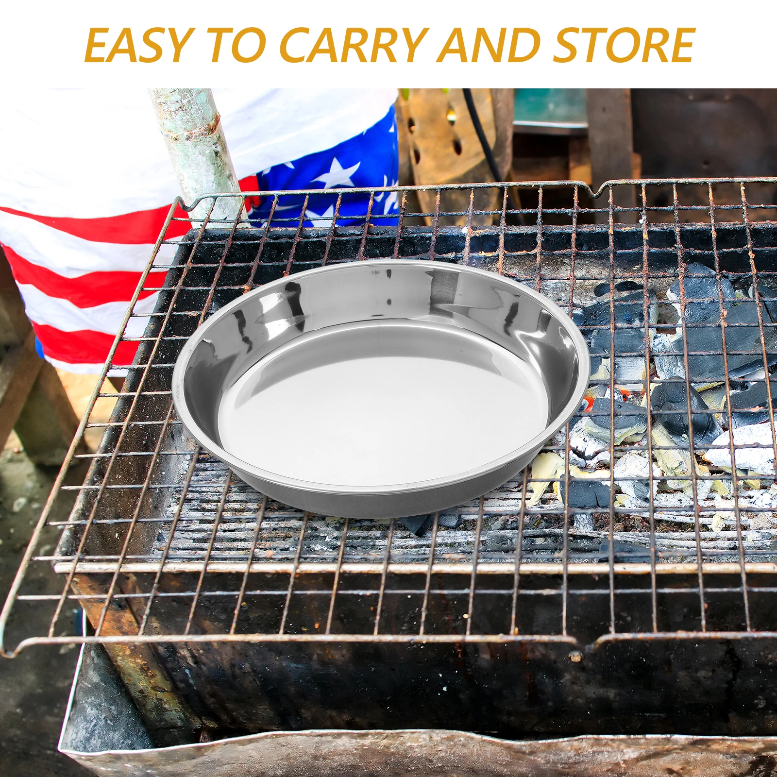 

Tray Large Capacity Charcoal Pan Stainless Steel BBQ Grill Foldable Camping Stove Fireproof Plate Round Bottom