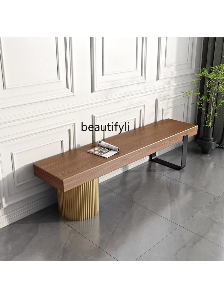 Customized Nordic Modern Shoe Changing Stool Solid Wood Bench Simple Home Living Room Log TV Cabinet Retro Creative Casual Chair