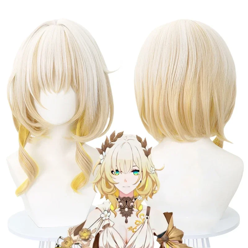 

New Game Honkai: Star Rail Aglaea Cosplay Wig Girl Yellow Gradient Curly Hair Hair Heat Resistant Synthetic Wigs Halloween Prop