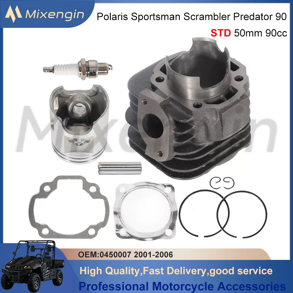 

ATV STD 50mm 90cc Motorcycle cylinders piston gasket kit For Polaris Sportsman Scrambler Predator 90 2001-2006 0450007 0450004
