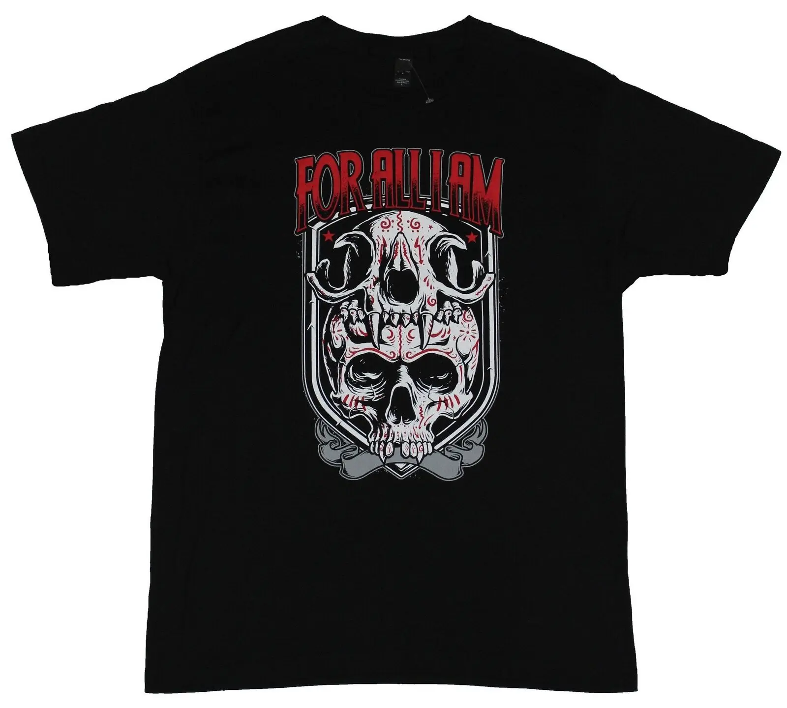 

For all I Am Adult New T-Shirt - Double Skull Fanged Crest Pic