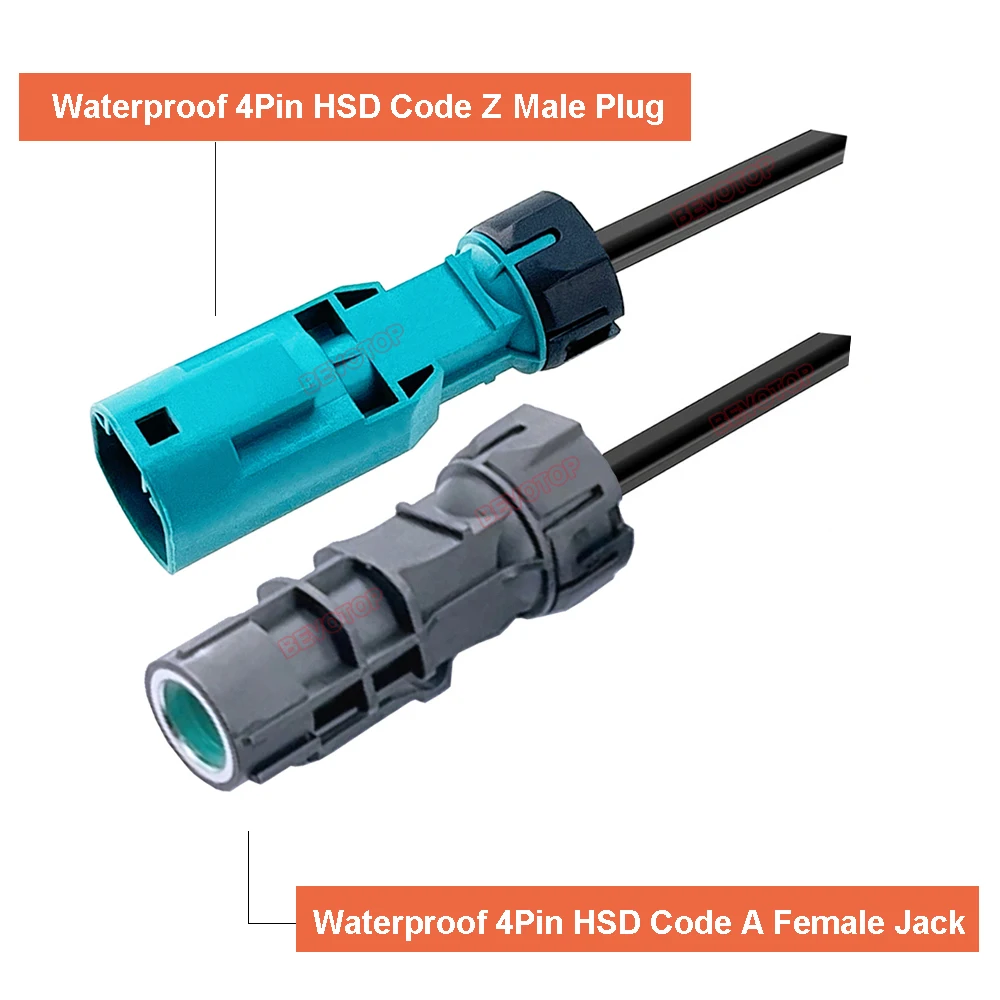 Waterproof LVDS Video Line Water Blue Z Male to Black A Female 4 Pin HSD High Speed 4-Core 535 BEVOTOP Auto Cable Wire Harness